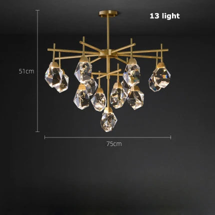 DecorBites™ Diamond Crystal Stone Lustre Chandelier for Dinning Room