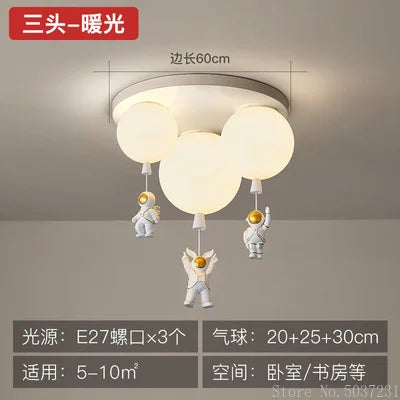 DecorBites™ Kids Space Balloon LED Ceiling Lamp - Creative Nordic Cartoon Decor