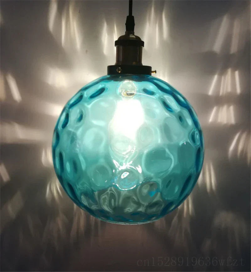 DecorBites™ Blue Glass Ball LED Pendant Lights for Modern Living Room and Kitchen Decor