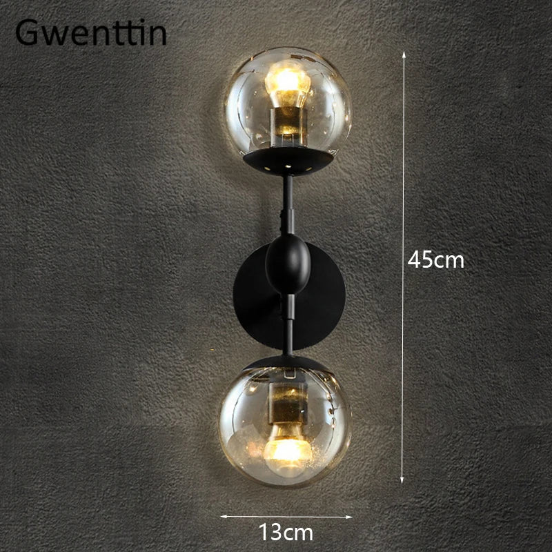 DecorBites™ Glass Beans Wall Lamp Sconces LED Light Fixture for Home Deco Bedroom Hallway