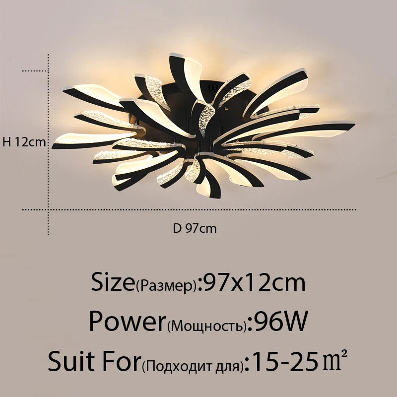 Lámpara de techo LED DecorBites™ para sala de estar, dormitorio, comedor o estudio, blanca y negra.