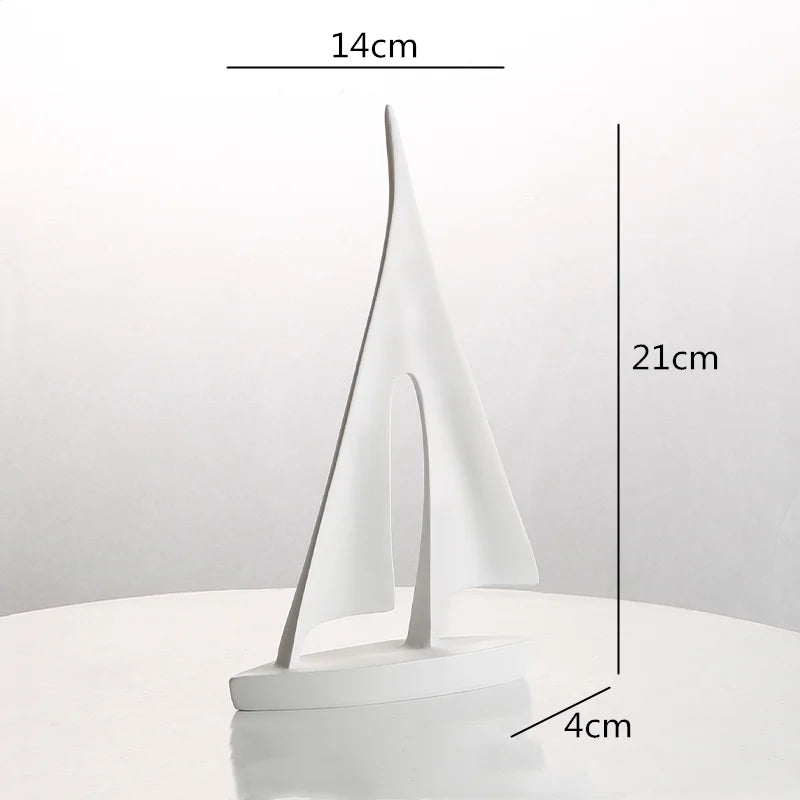 DecorBites™ Abstract Resin Sailboat Ferry Triangle Ornament - Golden Home Decor Craft