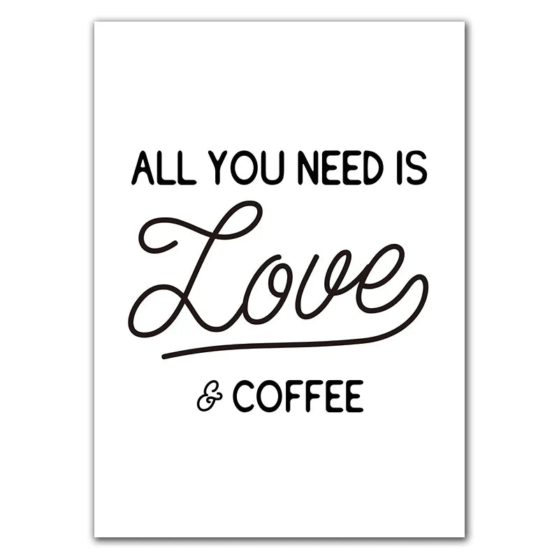 طباعة قماشية "Awakened Aromas" من DecorBites™ - اقتباسات من القهوة بالأبيض والأسود النوردية