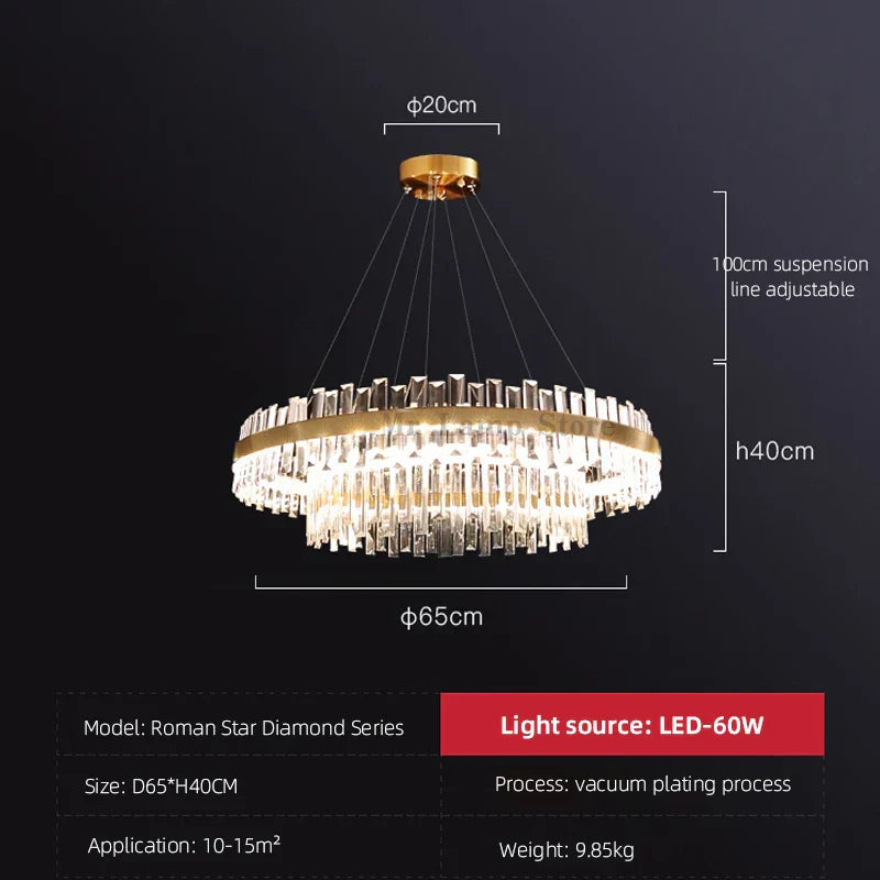 DecorBites™ Circular Double-layer Crystal Chandelier for Living Room Dining Room Led Pendant