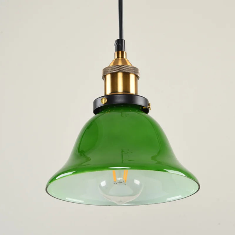 DecorBites™ Green Glass Art Pendant Lamp: Nostalgic Industrial Style for Restaurant, Bar, and Coffee Shop