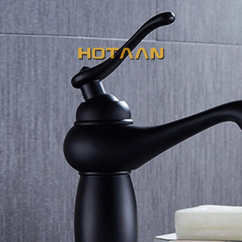 DecorBites™ Black Brass Bathroom Basin Faucet with Ceramic Mixer Tap