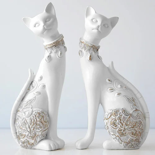 DecorBites™ Cat Statue: Decorative Resin Sculpture, Creative Home Decor, Wedding Gift