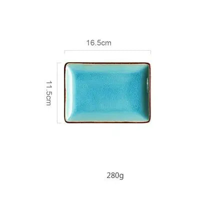 DecorBites™ Blue Ice Crack Glaze Ceramic Plate - Round Solid Pattern