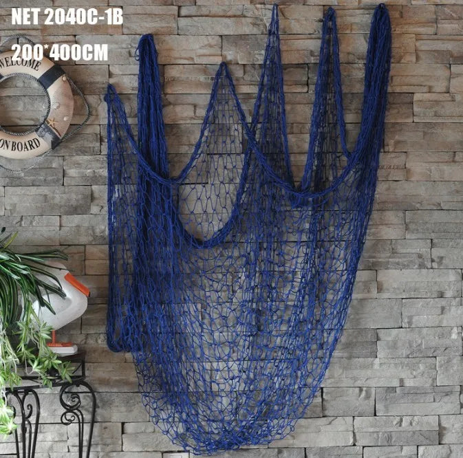DecorBites™ Decorative Fishing Net Wall Hanging - Mediterranean Style Nautical Home Decor