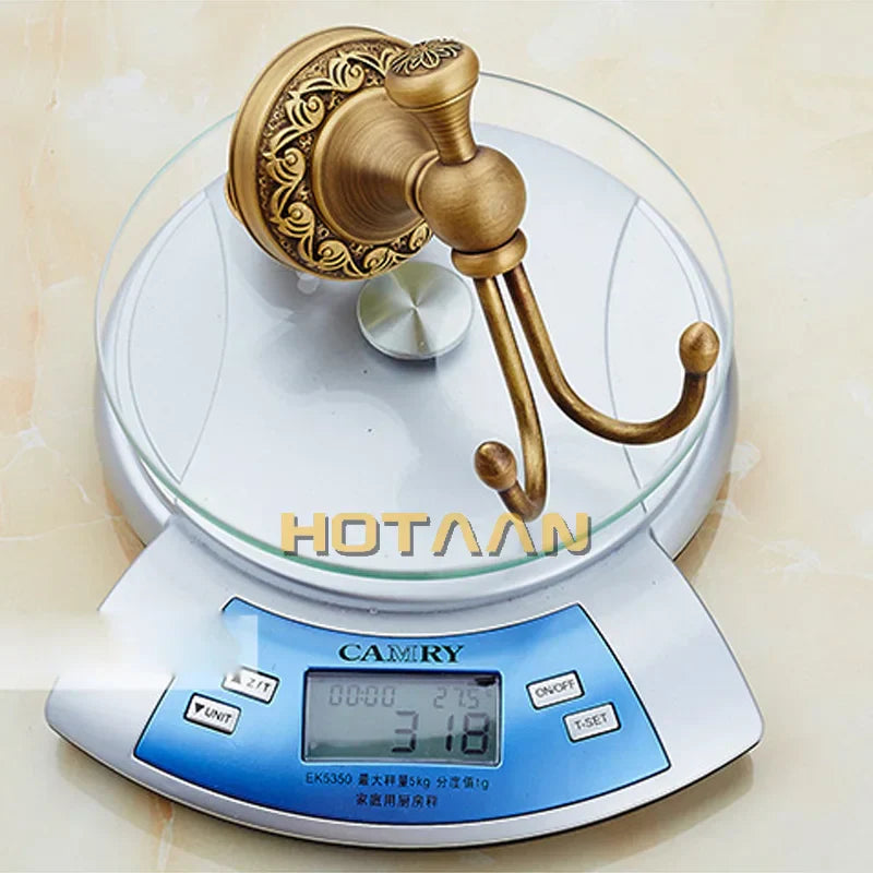 DecorBites™ Brass Robe Hook, Antique Finish, Bathroom Clothes Hook