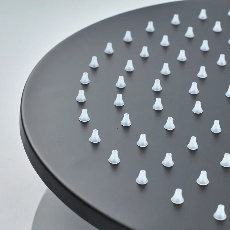 DecorBites™ 16" Black Round Brass Ceiling Mounted Large Rain Shower Head Faucet