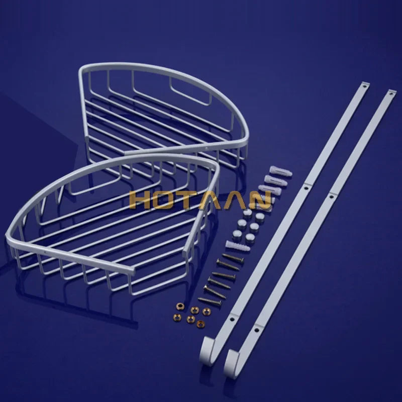 رف زاوية من الألومنيوم مزدوج الرفوف للمطبخ والحمام من DecorBites™