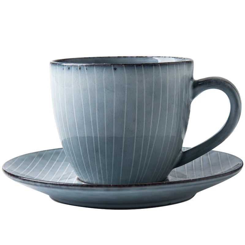 DecorBites™ Elegant Ceramic Coffee Cup Set with Saucer - Eco-Friendly Porcelain Tea Cup -