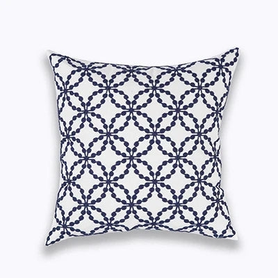 DecorBites™ Blue Zigzag Geometric Embroidered Cushion Cover 45x45cm