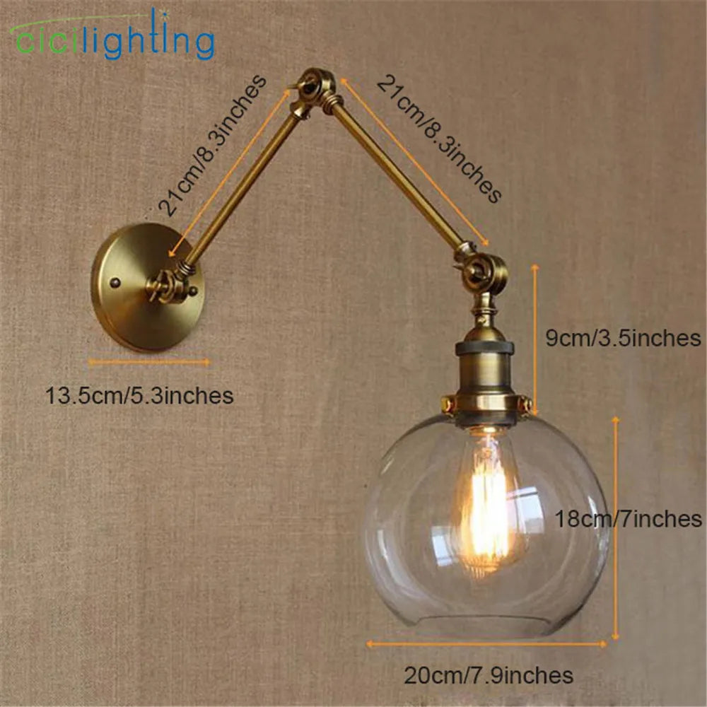 DecorBites™ Globe Glass Swing Arm Wall Lights - Elegant Home Lighting Sconce Fixture