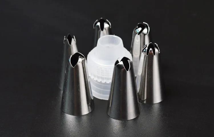 DecorBites™ 8pc Silicone Piping Bag & 6pc Nozzle Set for Cake Decorating