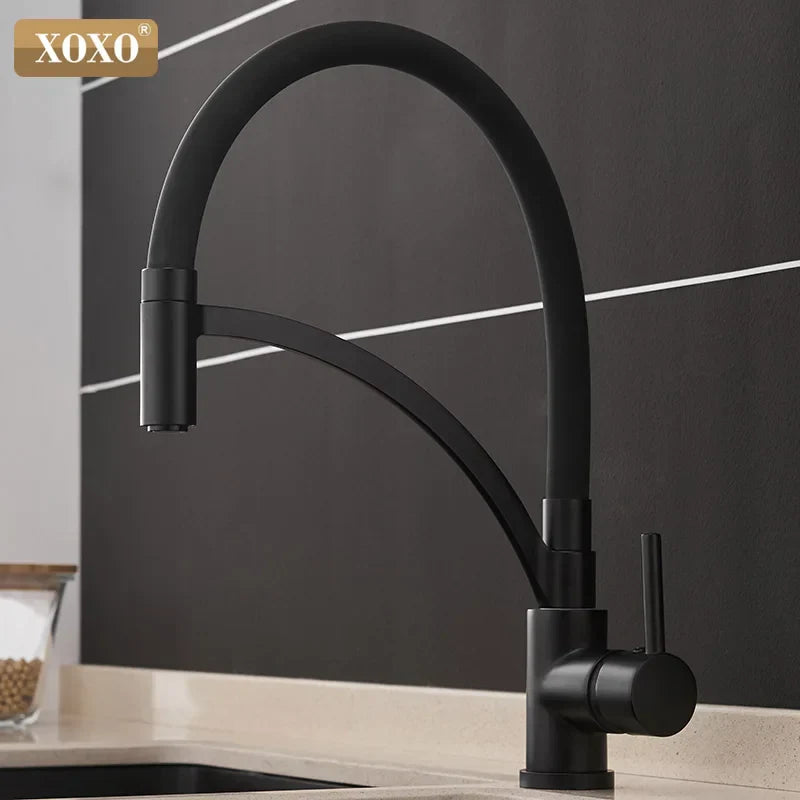 DecorBites™ Black Chrome Kitchen Tap Faucet Pull Down Mixer for Sink.