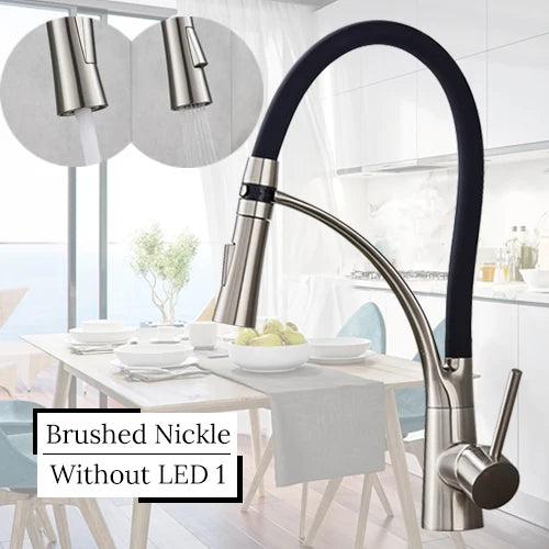 DecorBites™ LED Swivel Pull Down Kitchen Faucet with Hot and Cold Water Mixer