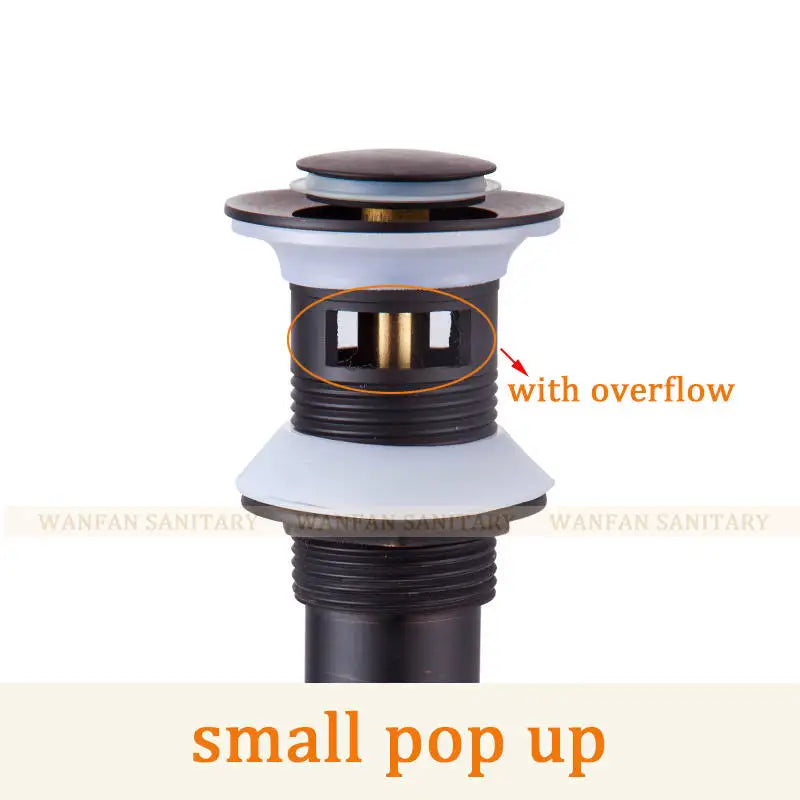 DecorBites™ Brass Black Pop Up Drain Stopper with Overflow for Vessel Sink