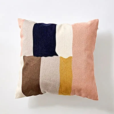 DecorBites™ Embroidered Geometric Cotton Cushion Cover 45x45cm