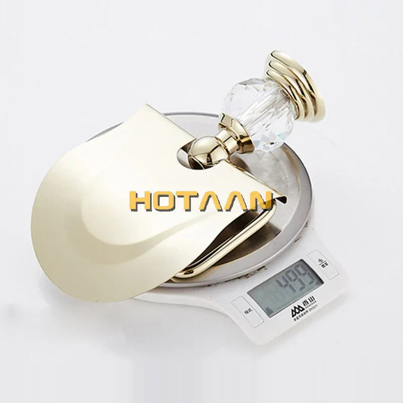 DecorBites™ Golden Crystal Toilet Paper Holder Wall Mount Archaize Waterproof Roll Rack