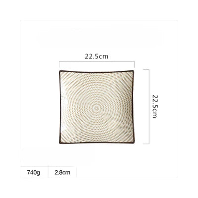 DecorBites™ Bone China Porcelain Square Dinner Plate - Blue and White Plant Design