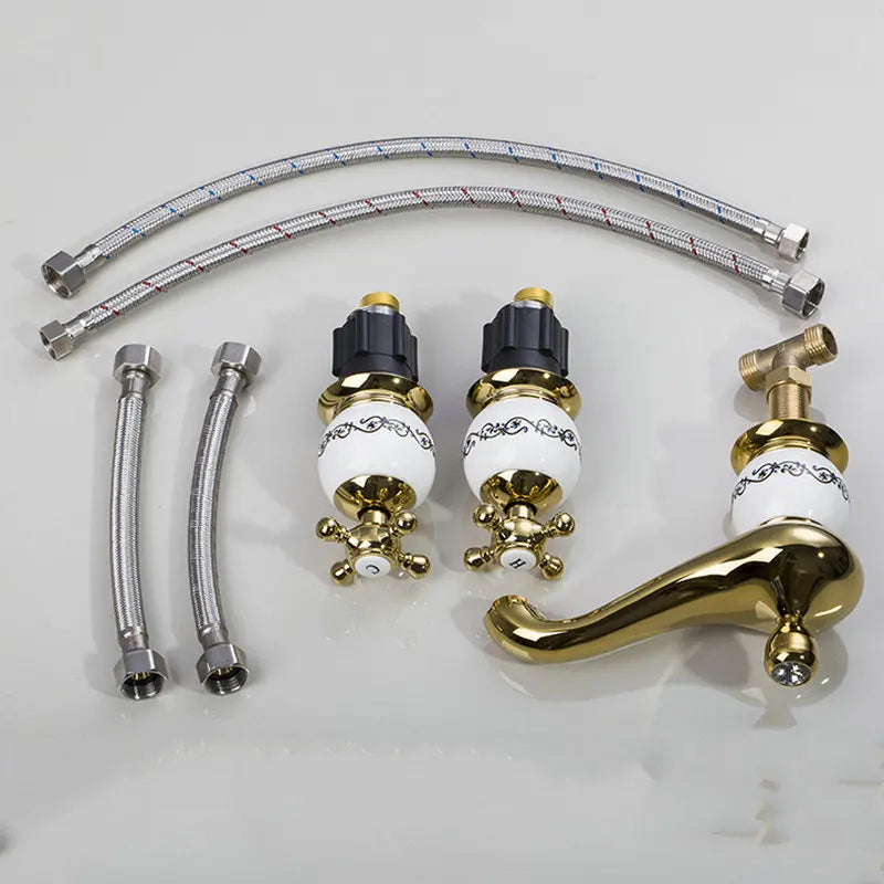 DecorBites™ Diamond Bathroom Faucet Set - Polished Golden Luxury Bathtub Shower Basin Mixer