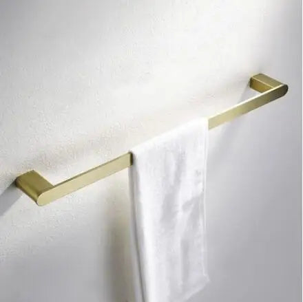 DecorBites™ Brushed Gold Bathroom Hardware Set: Towel Rack, Paper Holder, Toilet Brush Holder, Hooks