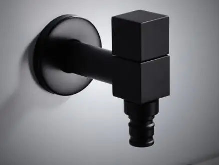 صنبور زاوية حمام نحاسي من DecorBites™، صنبور خلاط خارجي بارد واحد، لون أسود زيتي