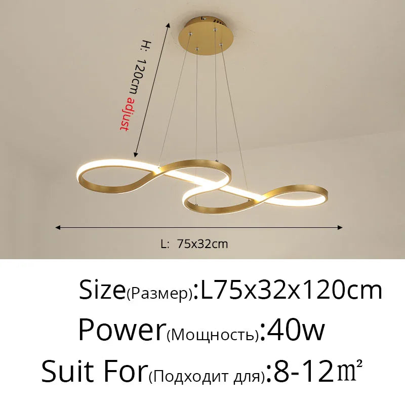 DecorBites™ Gold LED Pendant Light Kitchen Dinning Room Music Lamp Shade, Lustres Luminaire Fixtures