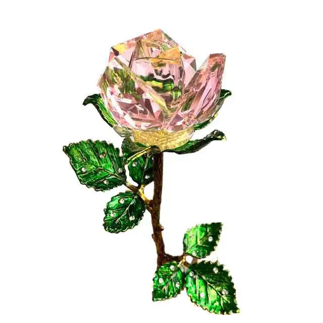 DecorBites™ Crystal Rose Figurine: Elegant Glass Rose Ornament for Home Decor, Gifts