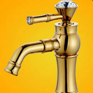 DecorBites™ Gold Finish Brass Bathroom Basin Faucet with Ceramic Mixer Tap