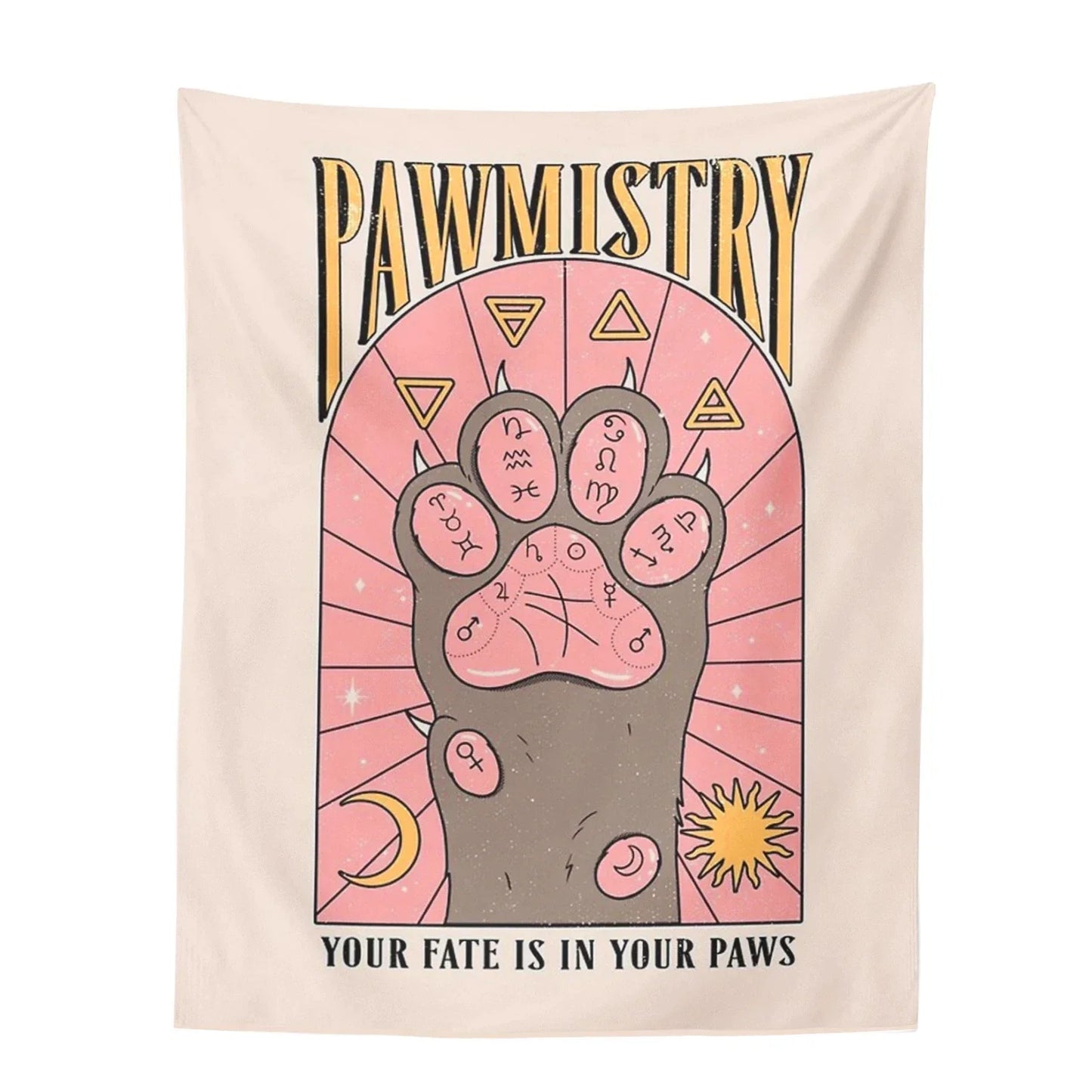 DecorBites™ Cat Paws Tarot Tapestry: Bohemian Home Decor for Hippie Vibes and Happy Spaces