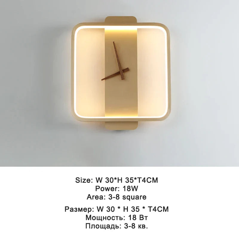 DecorBites™ LED Wall Clock Lamp Indoor Light Fixture Home Decor Bedroom Living Room