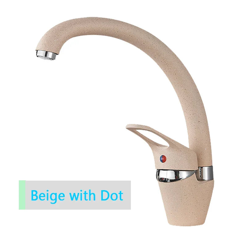 صنبور مطبخ نحاسي بيج من DecorBites™، صنبور دوار 360 درجة، صنبور خلاط بمقبض واحد