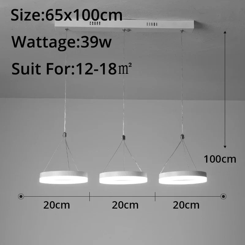 DecorBites™ LED Pendant Lights: Modern Black & White Acrylic Fixture with Remote Control