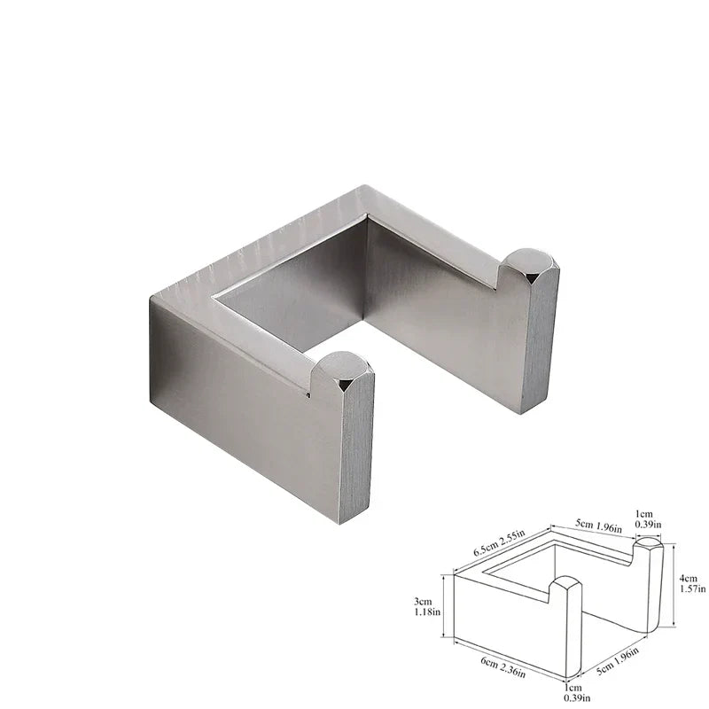 DecorBites™ Brushed Bath Hardware Set: Robe Hook, Towel Bar, Shelf, Tissue Holder, Toothbrush Stand