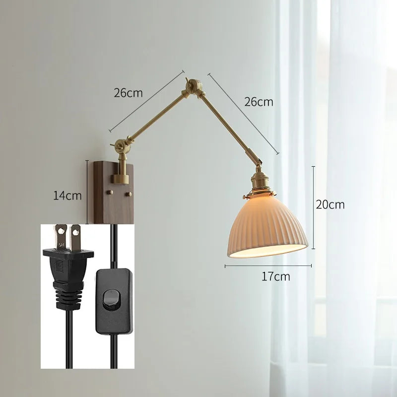 مصباح حائطي DecorBites™ بذراع دوارة من النحاس - مصباح حائطي LED لغرفة النوم وغرفة المعيشة