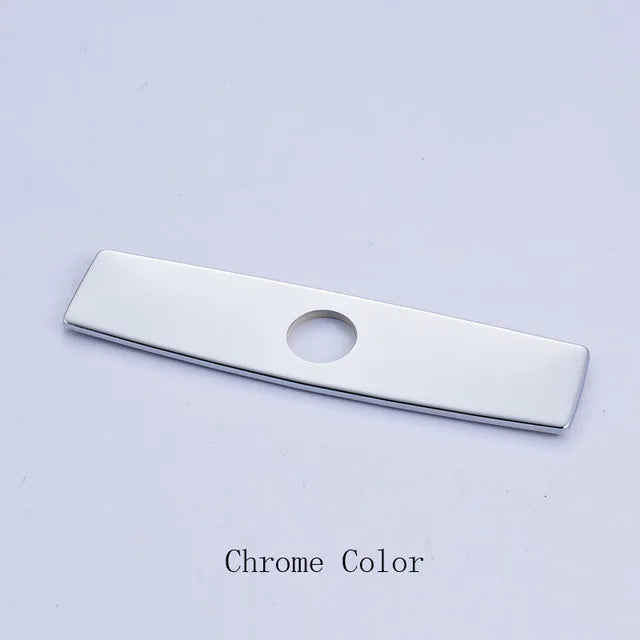 غطاء فتحة صنبور حوض المطبخ والحمام من DecorBites™ مقاس 10 بوصات، مع لوحة زخرفية باللون الأسود/النيكل المصقول/الكروم