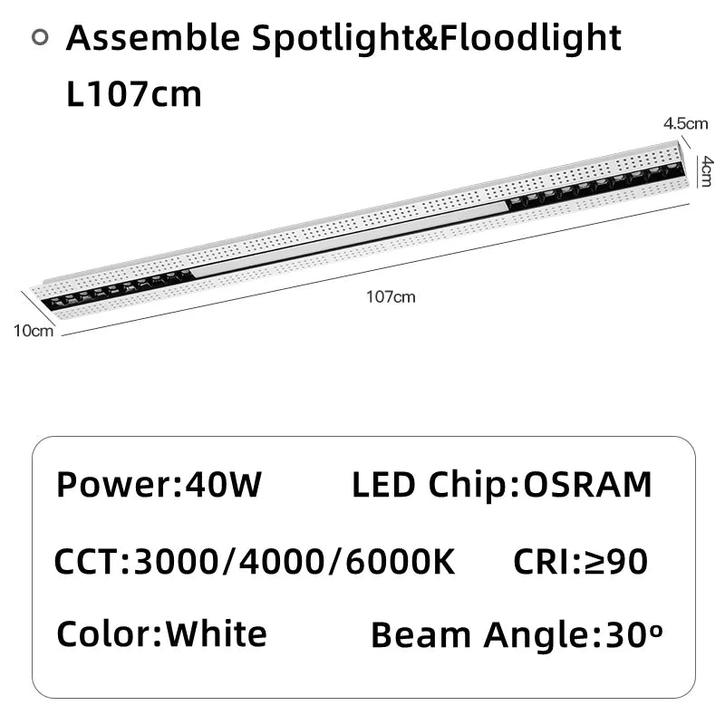 DecorBites™ Led Magnetic Downlight: Modern, Recessed, 90Ra, Indoor Ceiling Linear Grille Spot Lighting