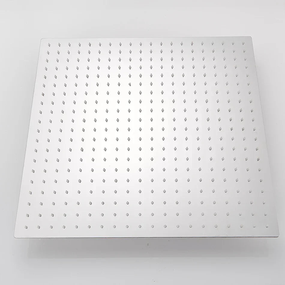 Cabezal de ducha cuadrado de lujo cromado DecorBites™ de 20 pulgadas, ultrafino, de acero inoxidable, tipo lluvia.