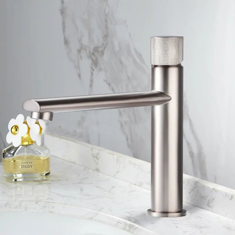 DecorBites™ Brushed Gold Brass Bathroom Basin Faucet - Deck Mounted Sink Tap