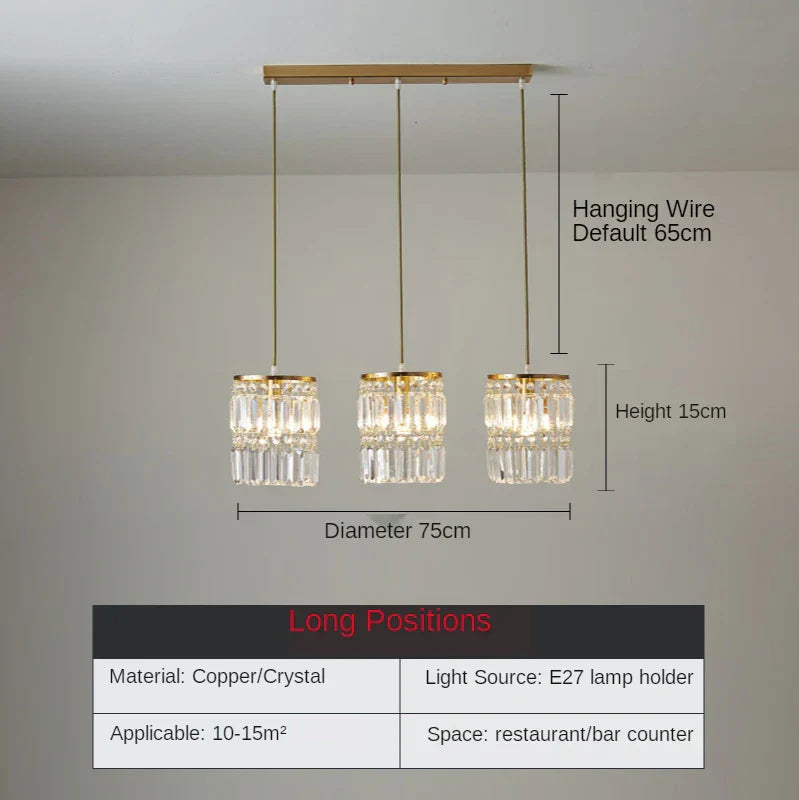 Lámpara colgante de techo moderna y lujosa DecorBites™ Crystal Copper LED