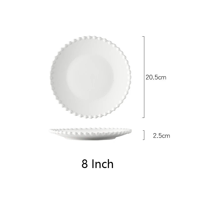 DecorBites™ Heart Shaped Pearl Dinner Plate Set - Elegant Porcelain Tableware for Salad, Soup, Steak