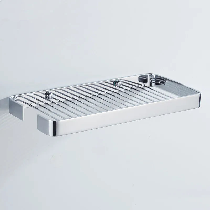 DecorBites™ Brass Square Bathroom Shower Rack Wall Mounted Corner Shelf