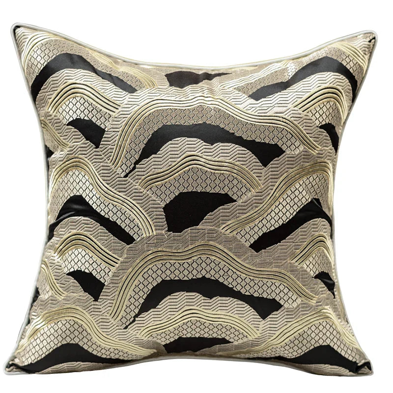 DecorBites™ Chinoiserie Golden Embroidered Luxury Cushion Cover - Highly Unique, Patio to Hotel Quality