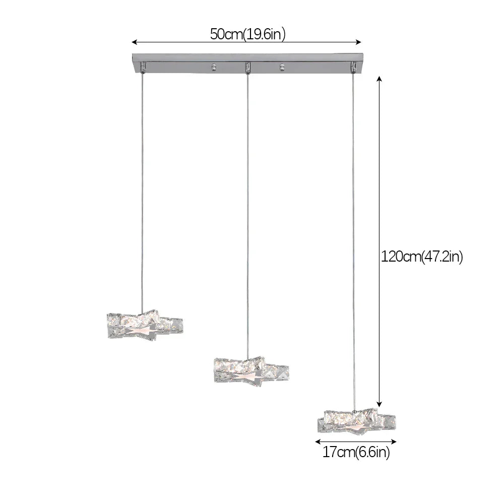 DecorBites™ Crystal Stars LED Pendant Chandelier for Modern Living Dining Room Decor