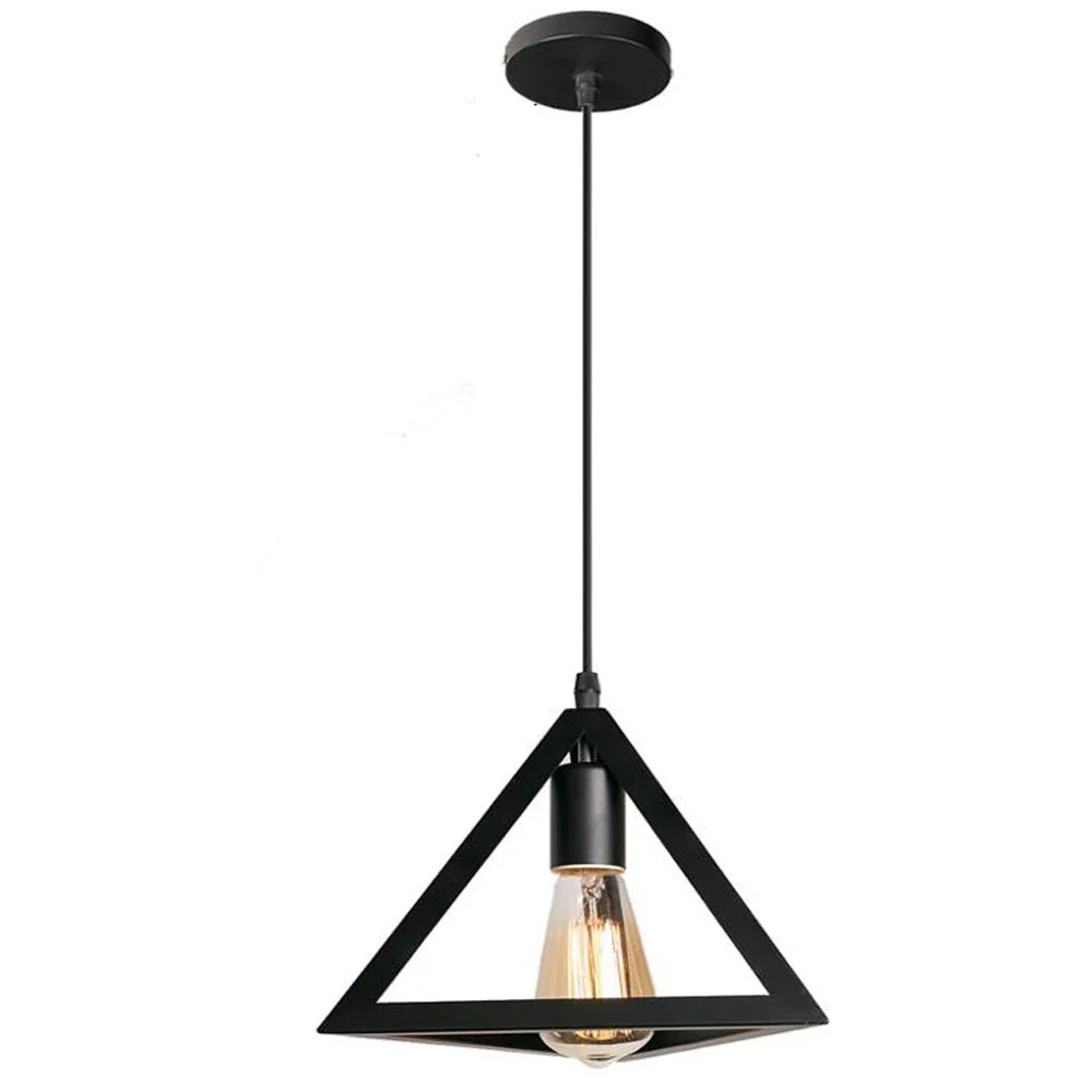 Vintage Black Geometric Iron Pendant Light