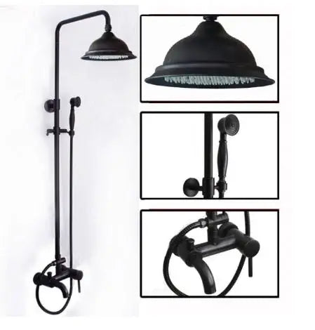DecorBites™ Black Bronze Rainfall Shower Faucet Set with 8" Head for Wall Mount