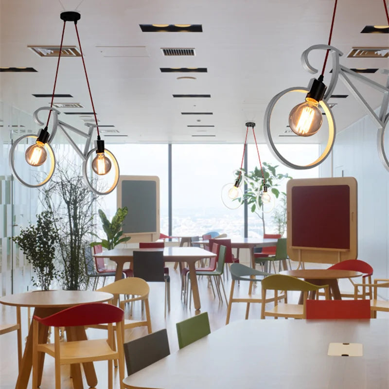 Decorbites™ Eisen-Fahrrad-Leuchter: Vintage Weiß Schwarz LOFT-Beleuchtung für Schlafzimmer und Wohnzimmer